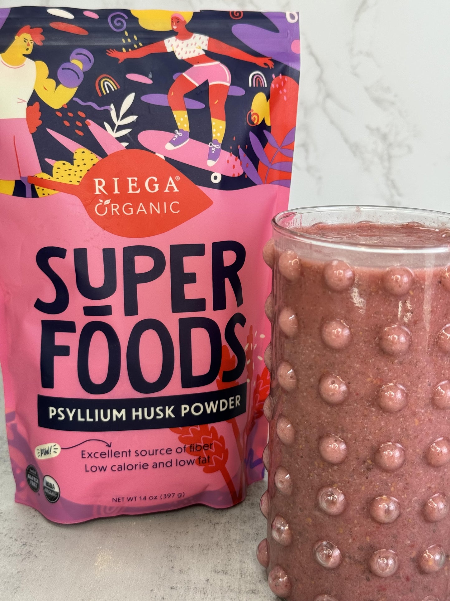 RIEGA Organic Psyllium Husk Powder - High Fiber, Low Carb, Keto Friendly, Gluten Free, 14Oz